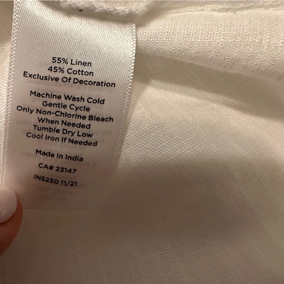 Talbots Small Linen Embroidered Lemons Tie Short Sleeve Top Linen blended  (b5 - Picture 8 of 8